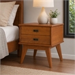 Pemberly Row Solid Hardwood Rectangle Side Table in Teak Brown