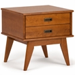 Pemberly Row Solid Hardwood Rectangle Side Table in Teak Brown