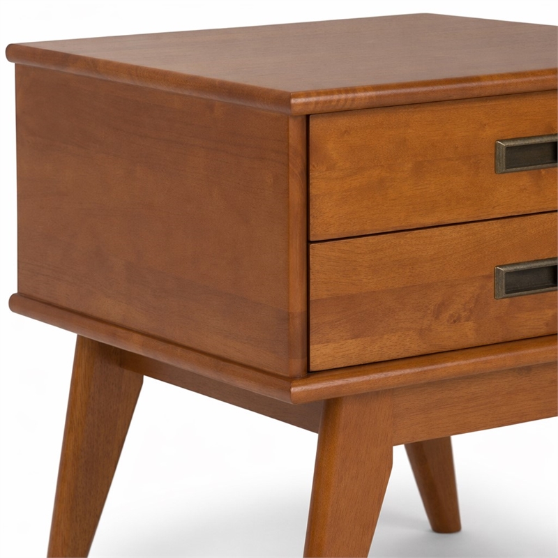 Pemberly Row Solid Hardwood Rectangle Side Table in Teak Brown