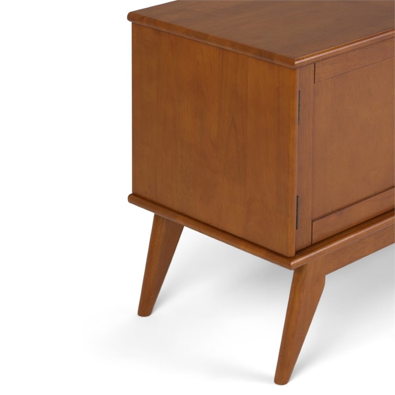 Pemberly Row Solid Hardwood 60 in TV Media Stand in Teak Brown