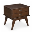 Pemberly Row Solid Wood Side Table with 2 Drawers in Auburn Brown