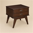 Pemberly Row Solid Wood Side Table with 2 Drawers in Auburn Brown