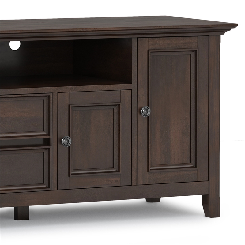 Pemberly Row 72 Inch Transitional TV Stand in Brunette Brown with Storage