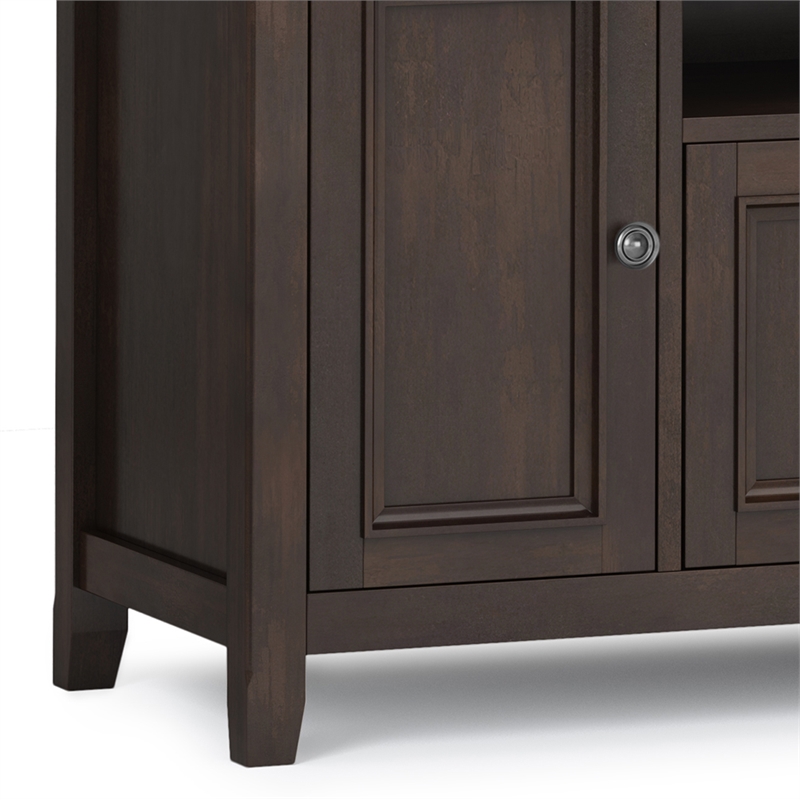 Pemberly Row 72 Inch Transitional TV Stand in Brunette Brown with Storage