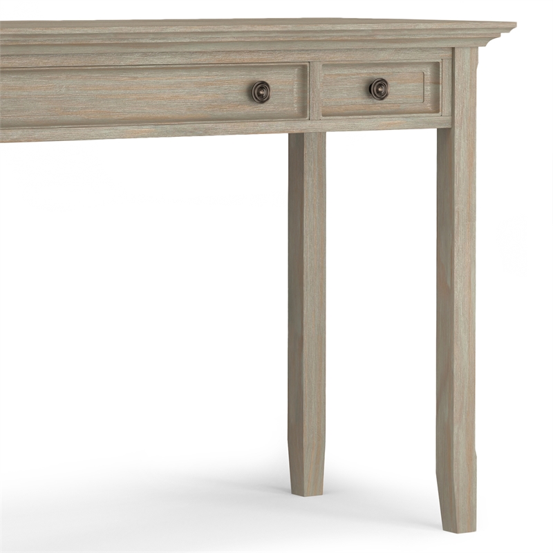 Pemberly Row Solid Wood 54 Inch Desk in Distressed Gray with Storage