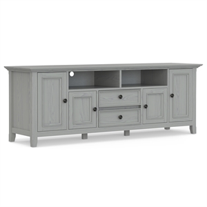 Pemberly Row 72&quot Solid Wood TV Media Stand in Fog Gray for TVs up to 80&quot