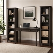 Pemberly Row Solid Wood Transitional Desk with Two Bookcases in Hickory Brown