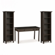 Pemberly Row Solid Wood Transitional Desk with Two Bookcases in Hickory Brown
