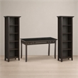 Pemberly Row Solid Wood Transitional Desk with Two Bookcases in Hickory Brown