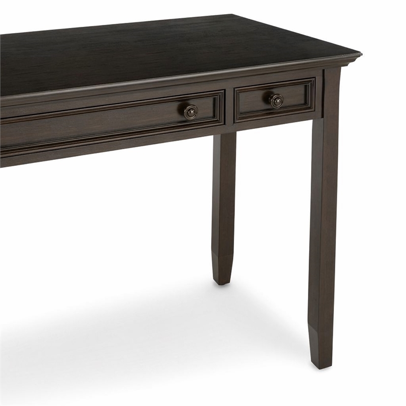 Pemberly Row Solid Wood Transitional Desk with Two Bookcases in Hickory Brown