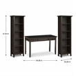 Pemberly Row Solid Wood Transitional Desk with Two Bookcases in Hickory Brown
