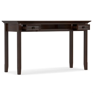 Pemberly Row 54&quot Wide Solid Wood Transitional Desk with Storage in Russet Brown