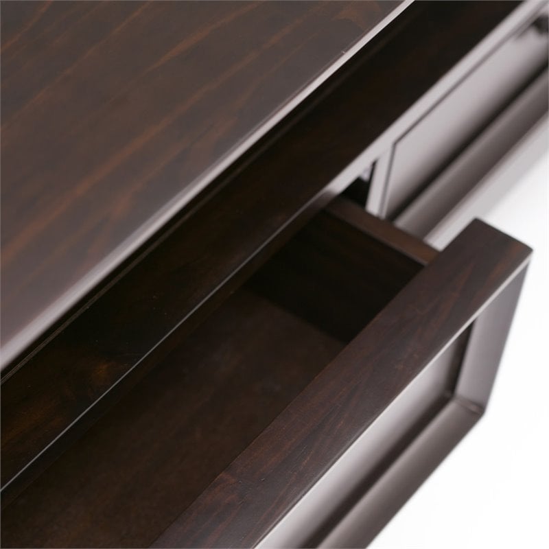 Pemberly Row Solid Wood Coffee Table with Drawers in Hickory Brown