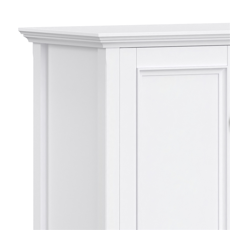 Pemberly Row Solid Wood Wide 4 Door Storage Cabinet in White
