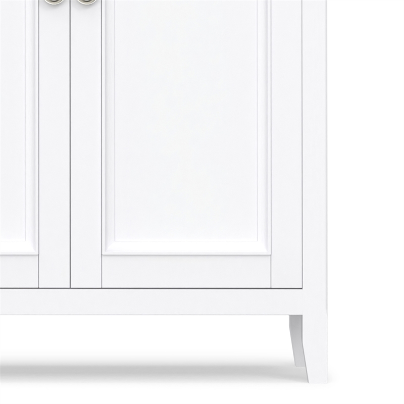 Pemberly Row Solid Wood Wide 4 Door Storage Cabinet in White