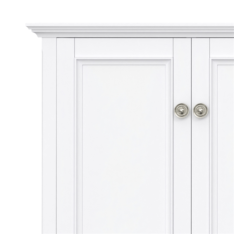 Pemberly Row Solid Wood Wide 4 Door Storage Cabinet in White
