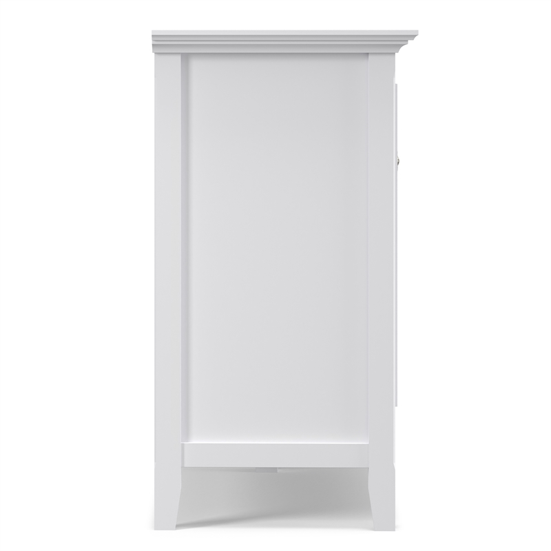 Pemberly Row Solid Wood Wide 4 Door Storage Cabinet in White