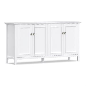 Pemberly Row Solid Wood Wide 4 Door Storage Cabinet in White