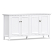 Pemberly Row Solid Wood Wide 4 Door Storage Cabinet in White