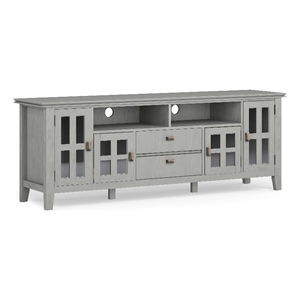 Pemberly Row Solid Wood 72 in Contemporary TV Stand in Fog Gray