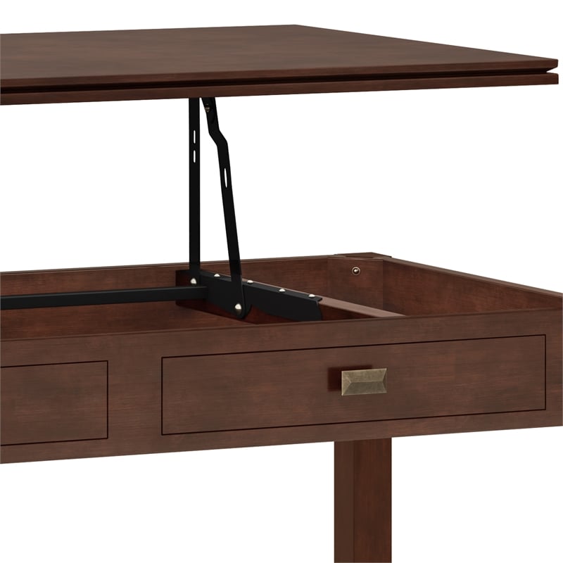 Pemberly Row Solid Wood Lift-Top Coffee Table in Russet Brown