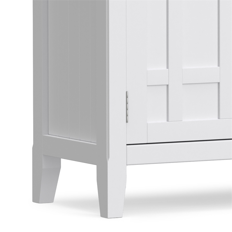 Pemberly Row Solid Wood Sideboard Buffet in White with Adjustable Shelves