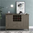 Pemberly Row Solid Wood Sideboard Buffet with Wine Rack in Farmhouse Gray