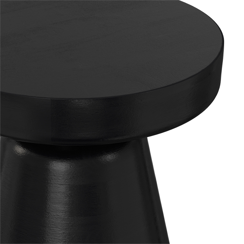 Pemberly Row Mango Wood Round Accent Table in Black