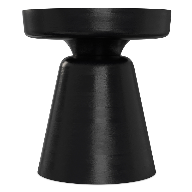 Pemberly Row Mango Wood Round Accent Table in Black