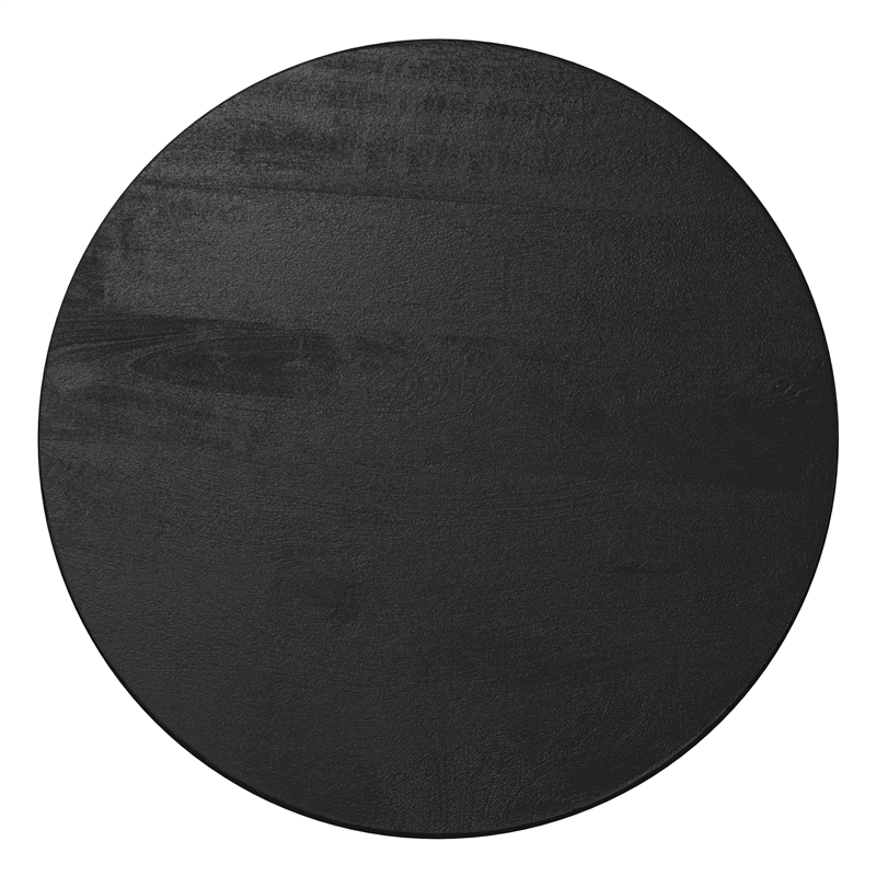 Pemberly Row Mango Wood Round Accent Table in Black