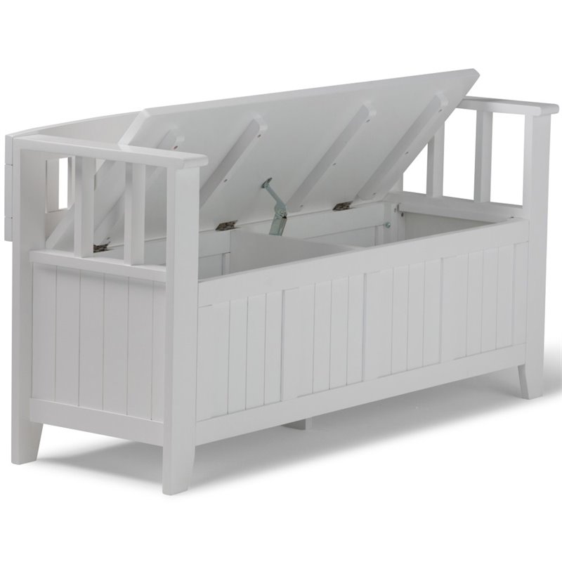 Pemberly Row Solid Wood Entryway Storage Bench with Lid in White