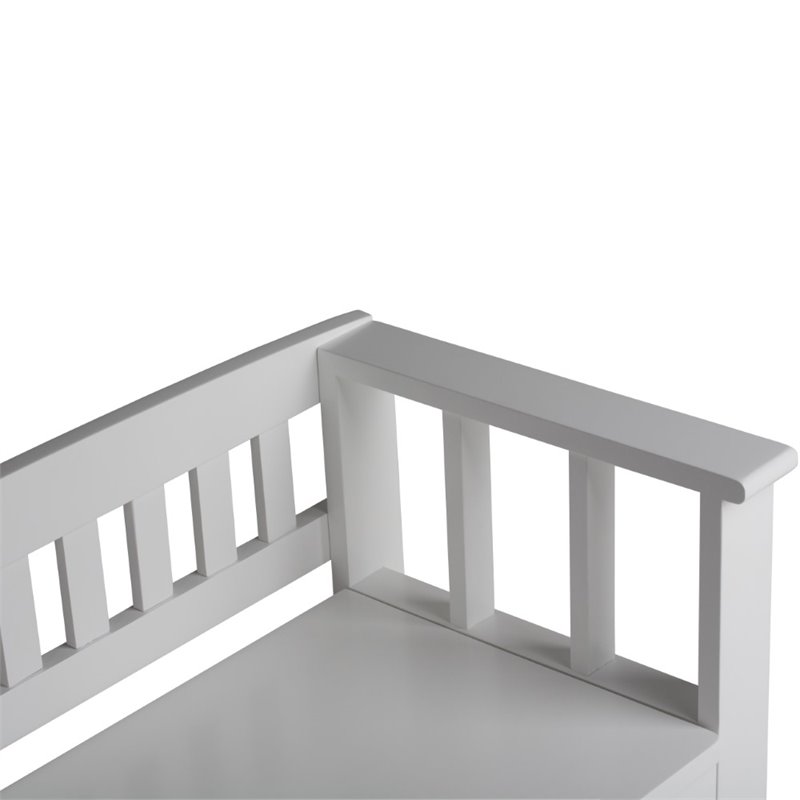 Pemberly Row Solid Wood Entryway Storage Bench with Lid in White