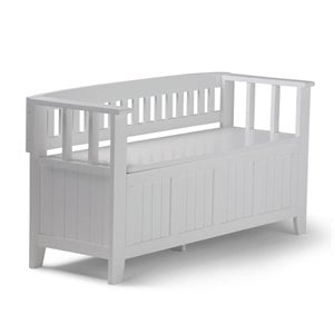 Pemberly Row Solid Wood Entryway Storage Bench with Lid in White