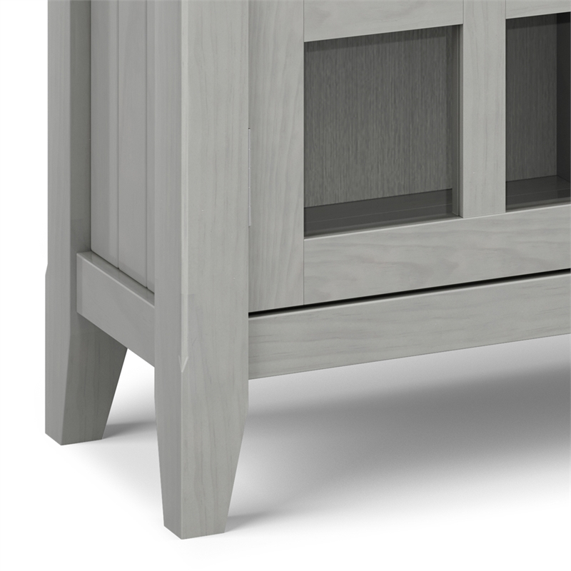 Pemberly Row Solid Wood Storage Cabinet in Fog Gray with Adjustable Shelves