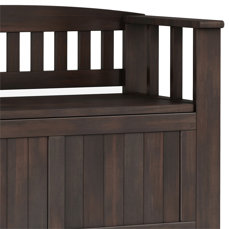 Pemberly Row Wood Entryway Storage Bench in Brown with Lift-Up Compartment