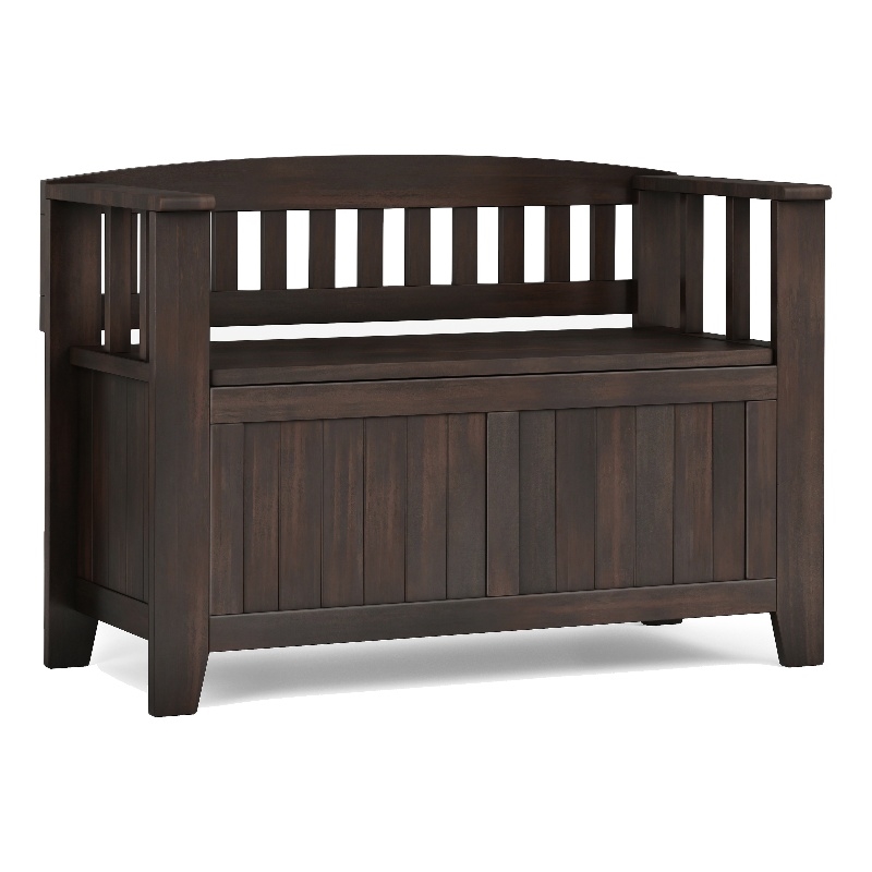 Pemberly Row Wood Entryway Storage Bench in Brown with Lift-Up Compartment