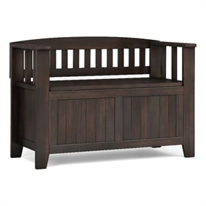 Pemberly Row Wood Entryway Storage Bench in Brown with Lift-Up Compartment