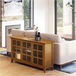 Pemberly Row Light Golden Brown 62 Inch Glass Door Storage Cabinet