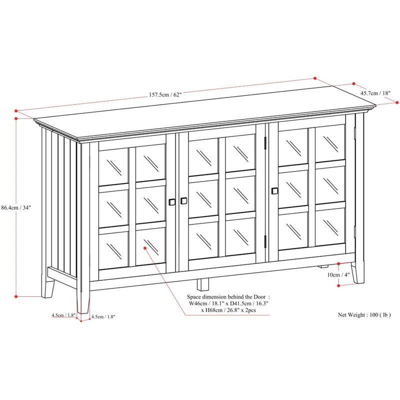 Pemberly Row Light Golden Brown 62 Inch Glass Door Storage Cabinet