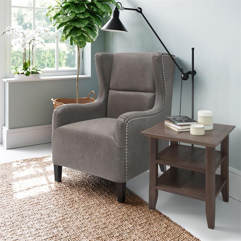 Pemberly Row Wood Transitional End Table in Warm Walnut Brown