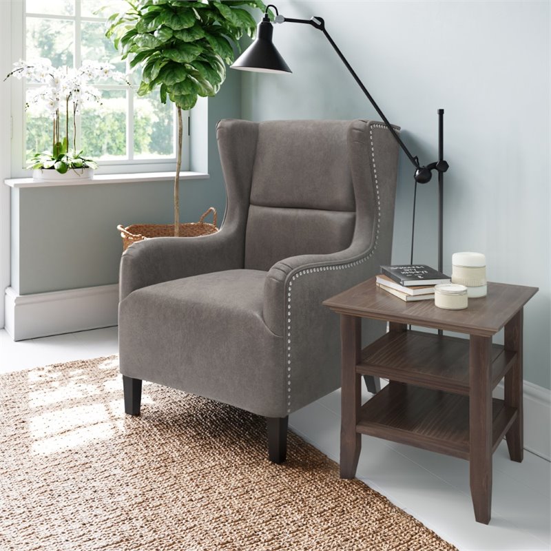 Pemberly Row Wood Transitional End Table in Warm Walnut Brown