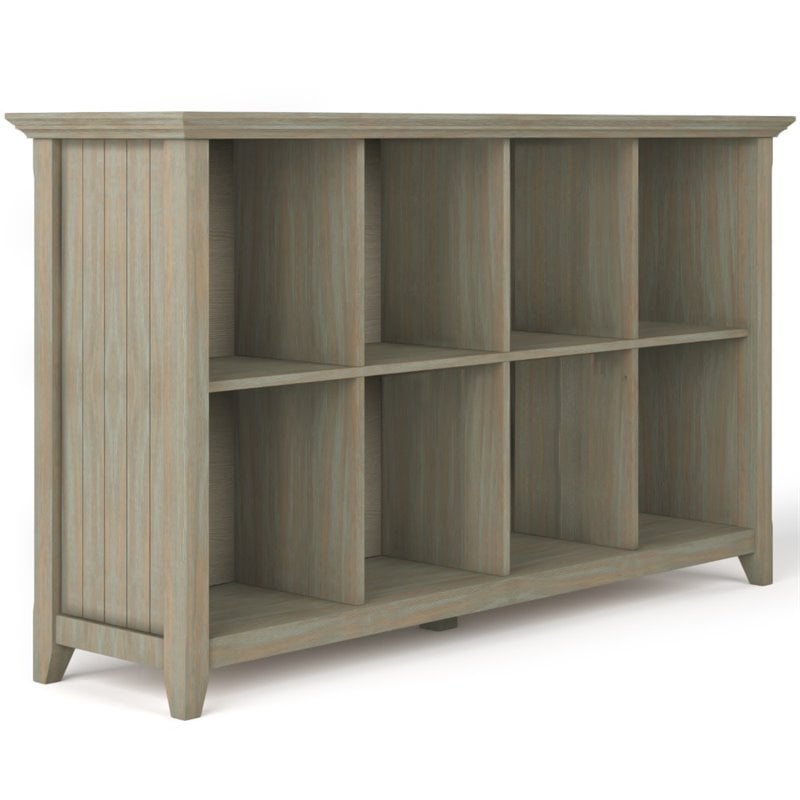 Pemberly Row Wood 8-Cube Sofa Table in Distressed Gray