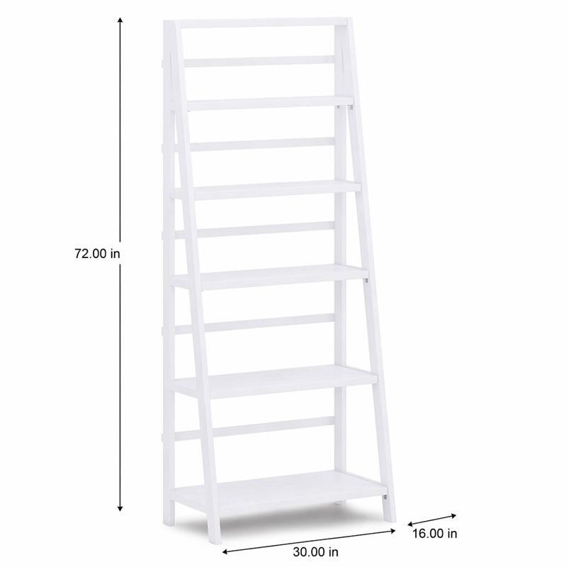 Pemberly Row Solid Wood Transitional Bookcase with White Finish
