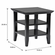 Pemberly Row Transitional End Table with Shelves in Black Wood