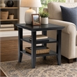 Pemberly Row Transitional End Table with Shelves in Black Wood