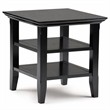 Pemberly Row Transitional End Table with Shelves in Black Wood