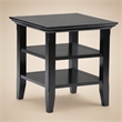 Pemberly Row Transitional End Table with Shelves in Black Wood