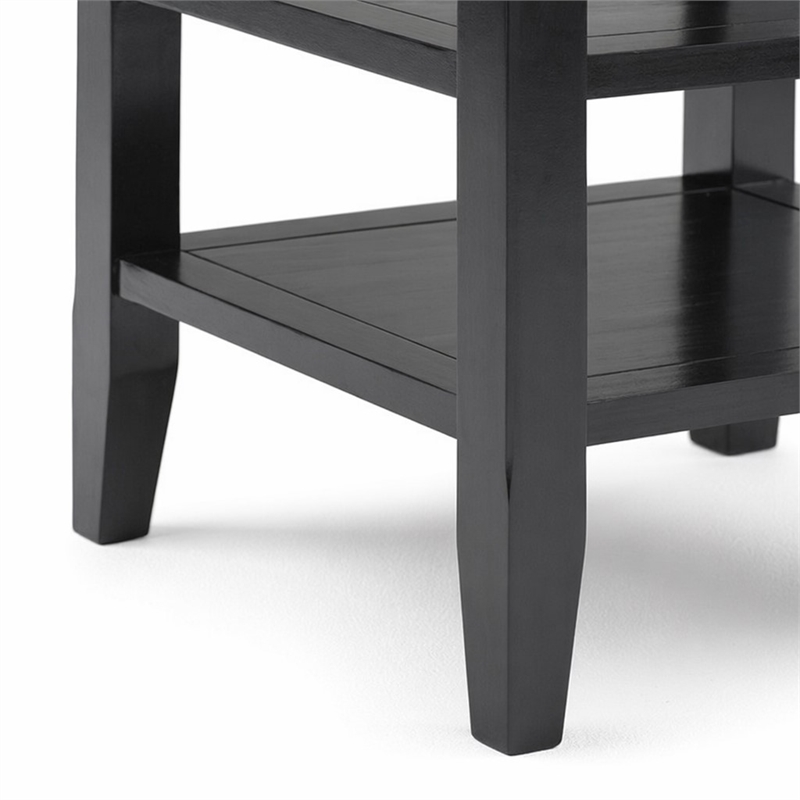 Pemberly Row Transitional End Table with Shelves in Black Wood