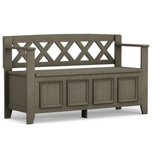 Pemberly Row 48&quotW Solid Wood Storage Bench in Farmhouse Gray