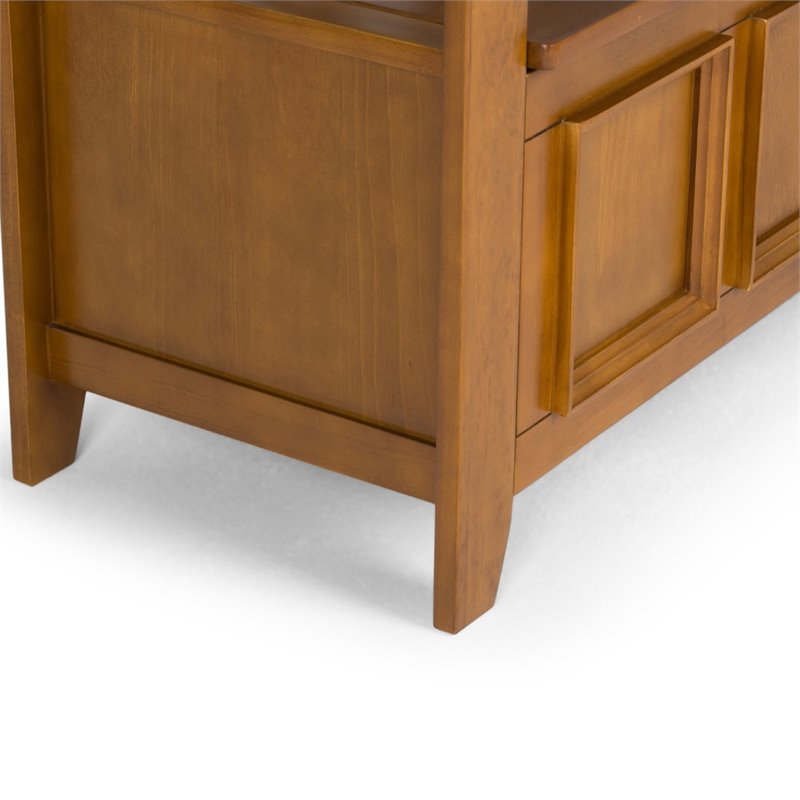 Pemberly Row 48 in Solid Pine Entryway Bench in Light Avalon Brown
